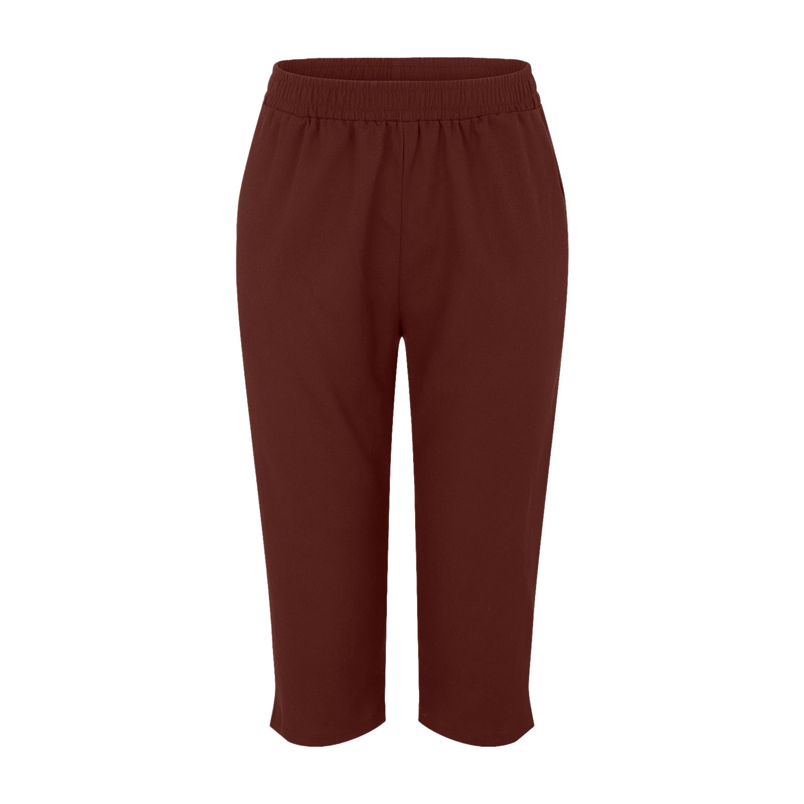 thumbnail image 4 of Pantalones cortos holgados de color liso para mujer: cintura elástica, versátiles para primavera/verano, tallas estadounidenses 4-18 (S-XXXXXL), 4 of 4